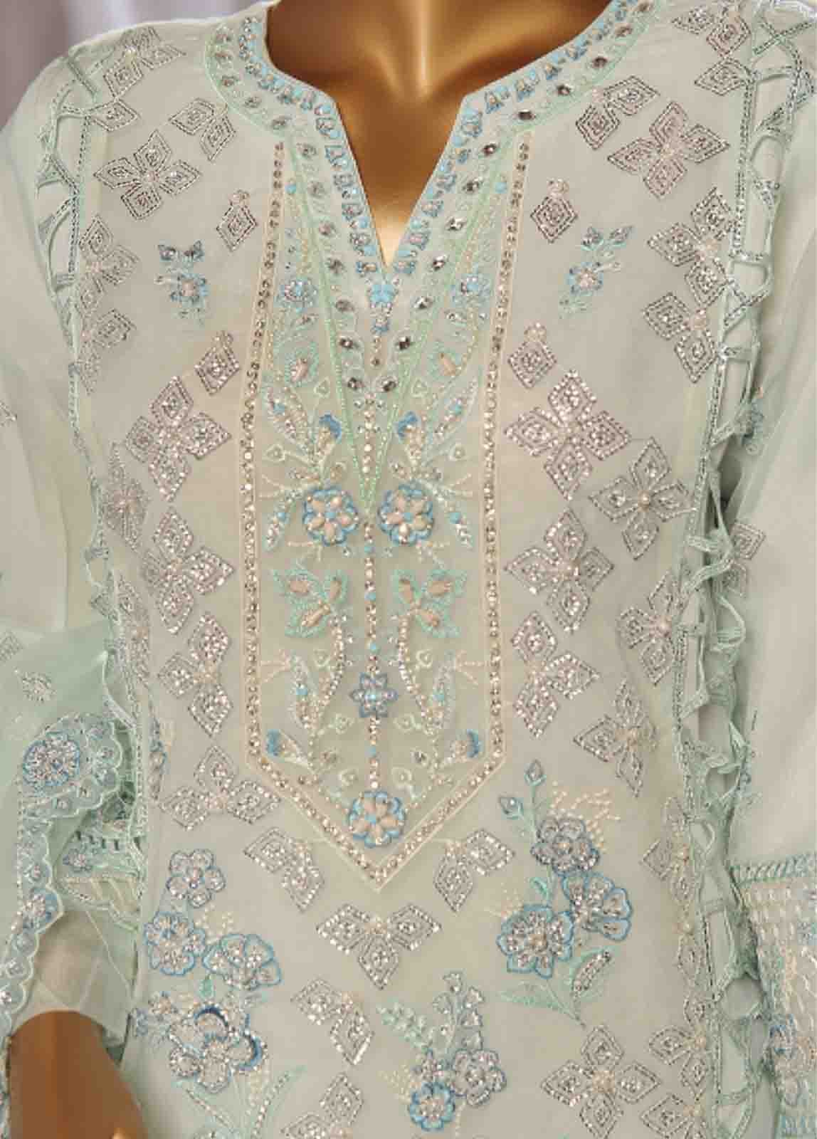 RTS-015 B- 3 Piece Embroidered Organza - Image 3