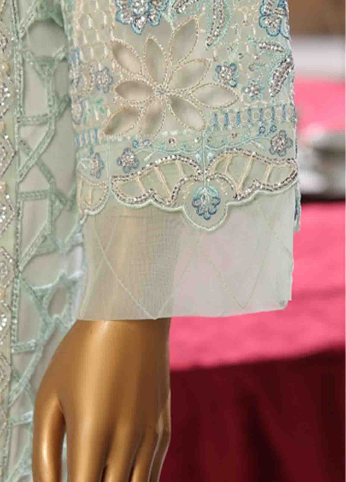 RTS-015 B- 3 Piece Embroidered Organza - Image 4