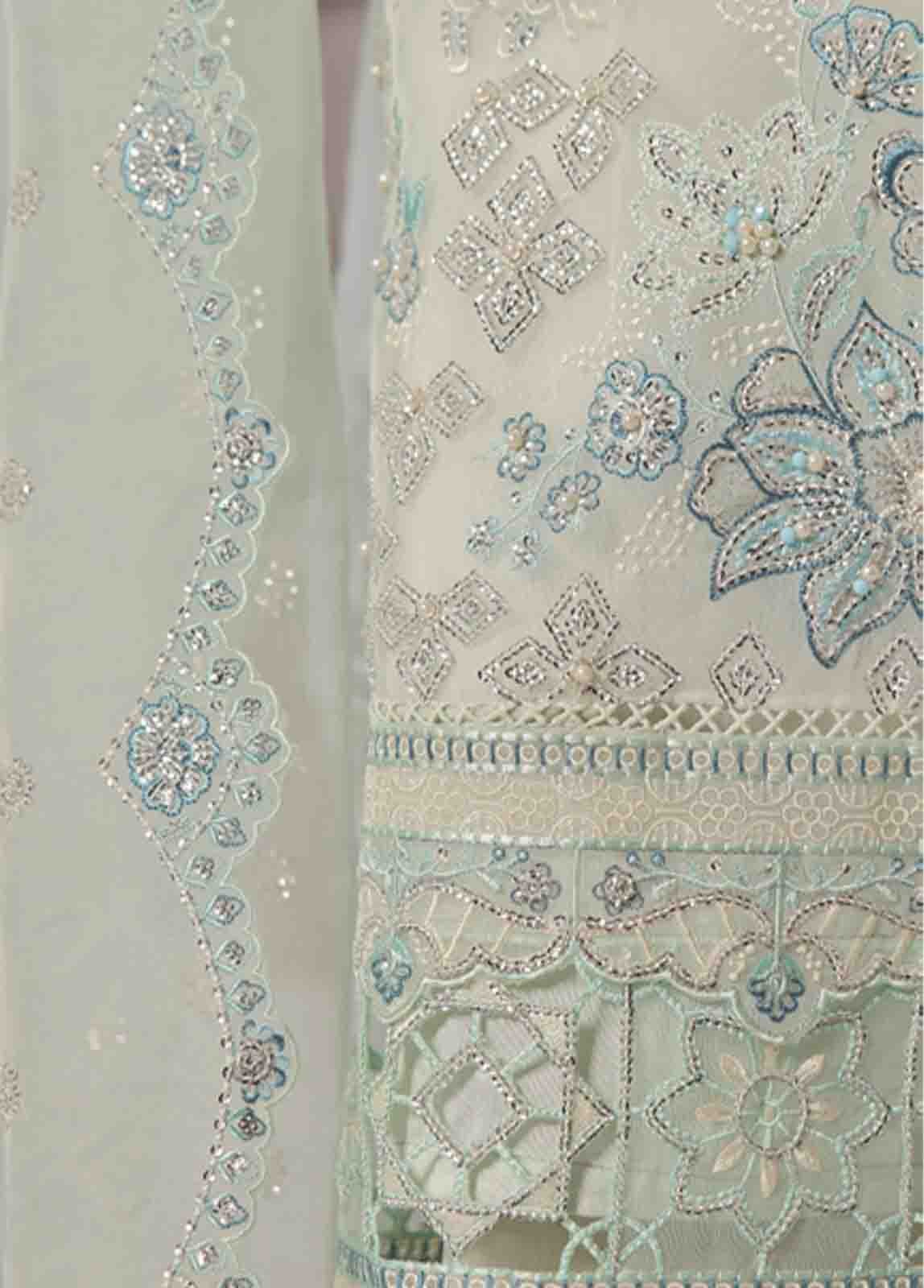 RTS-015 B- 3 Piece Embroidered Organza - Image 5