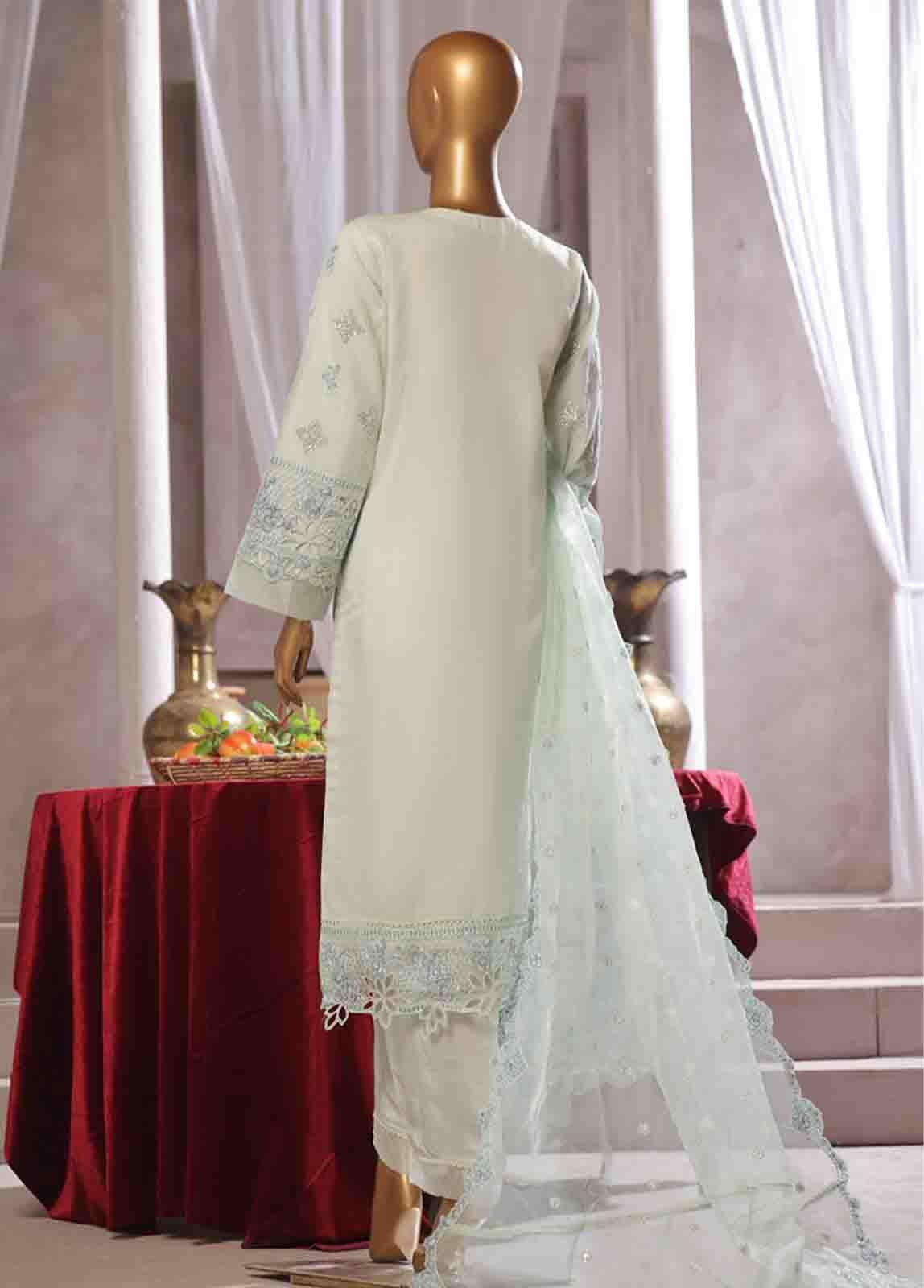 RTS-015 B- 3 Piece Embroidered Organza - Image 6