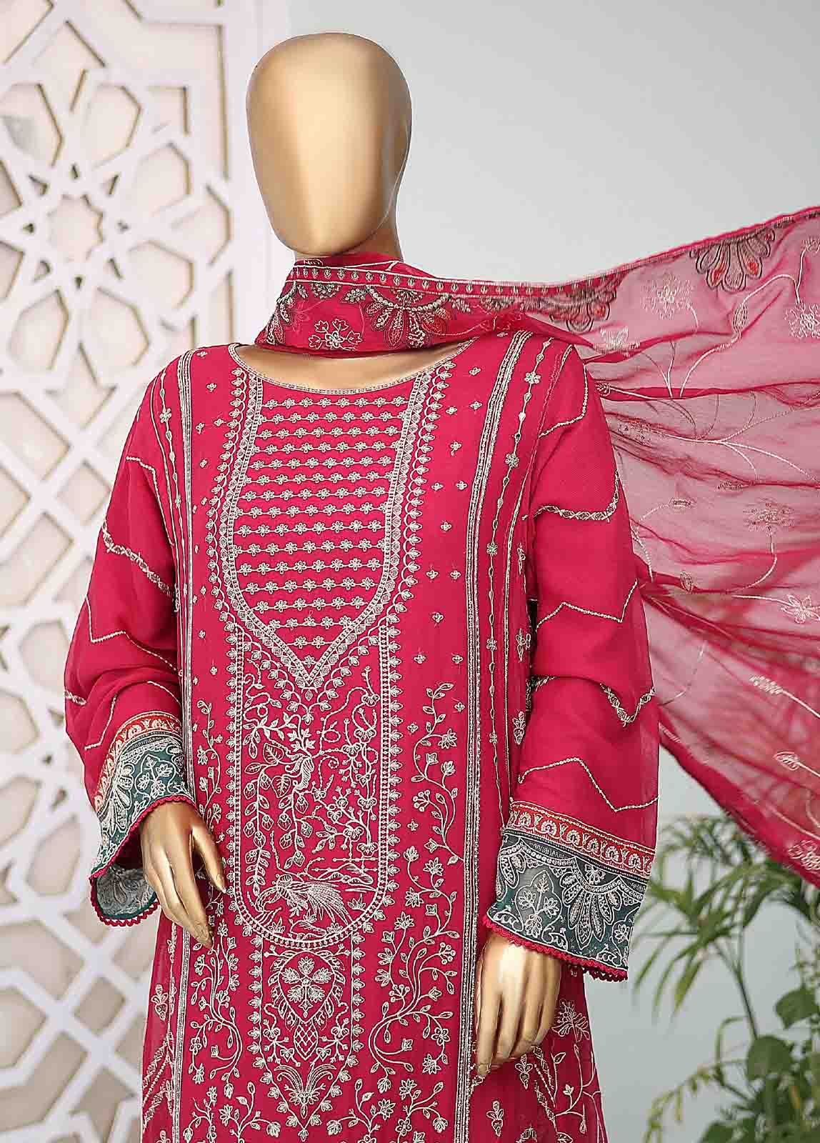 RTSC-003- 3 Piece Embroidered Chiffon Frock - Image 2