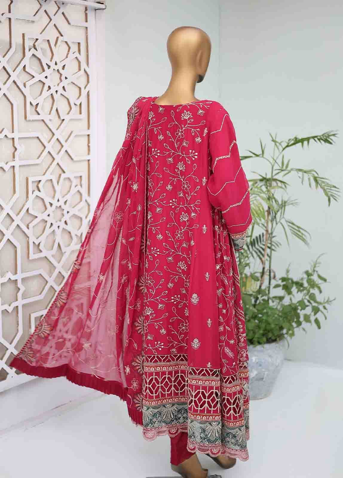RTSC-003- 3 Piece Embroidered Chiffon Frock - Image 3