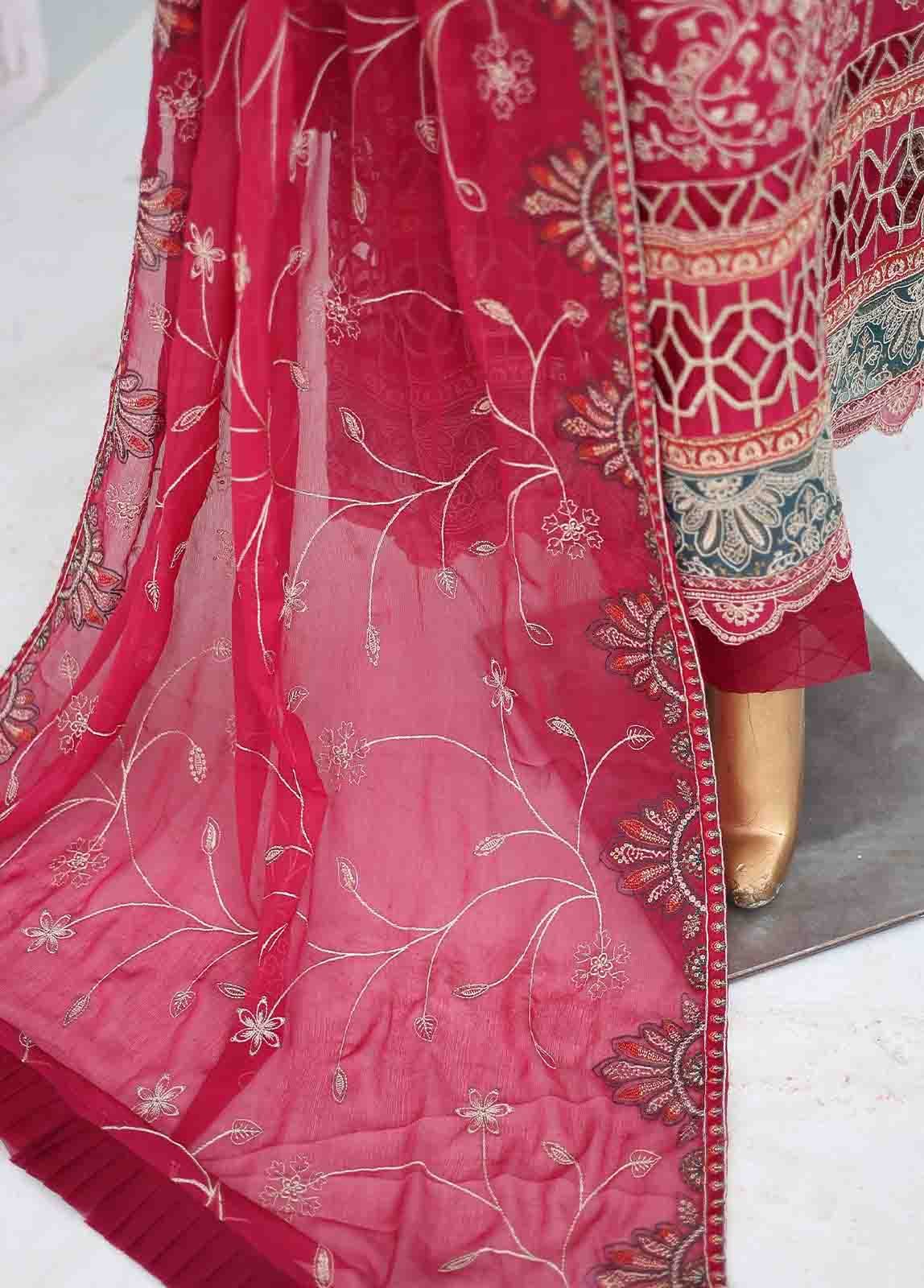 RTSC-003- 3 Piece Embroidered Chiffon Frock - Image 4