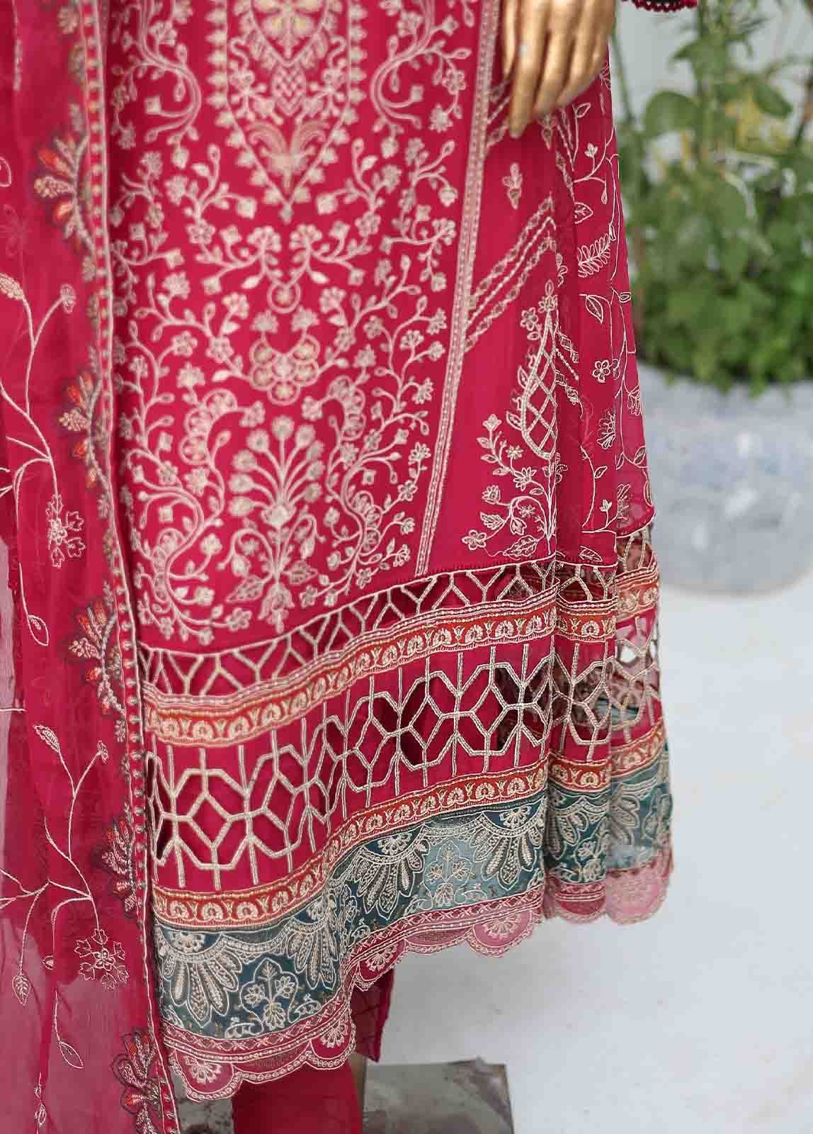 RTSC-003- 3 Piece Embroidered Chiffon Frock - Image 5