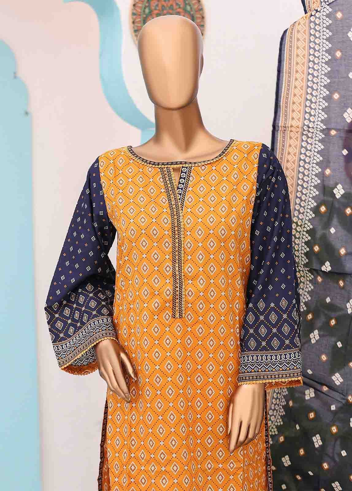 SM-PR-034 B- 3 Piece Printed Stitched Suit - Image 2