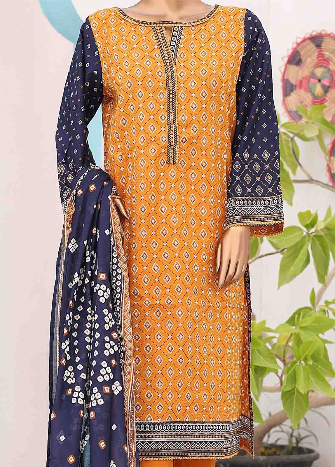 SM-PR-034 B- 3 Piece Printed Stitched Suit - Image 3