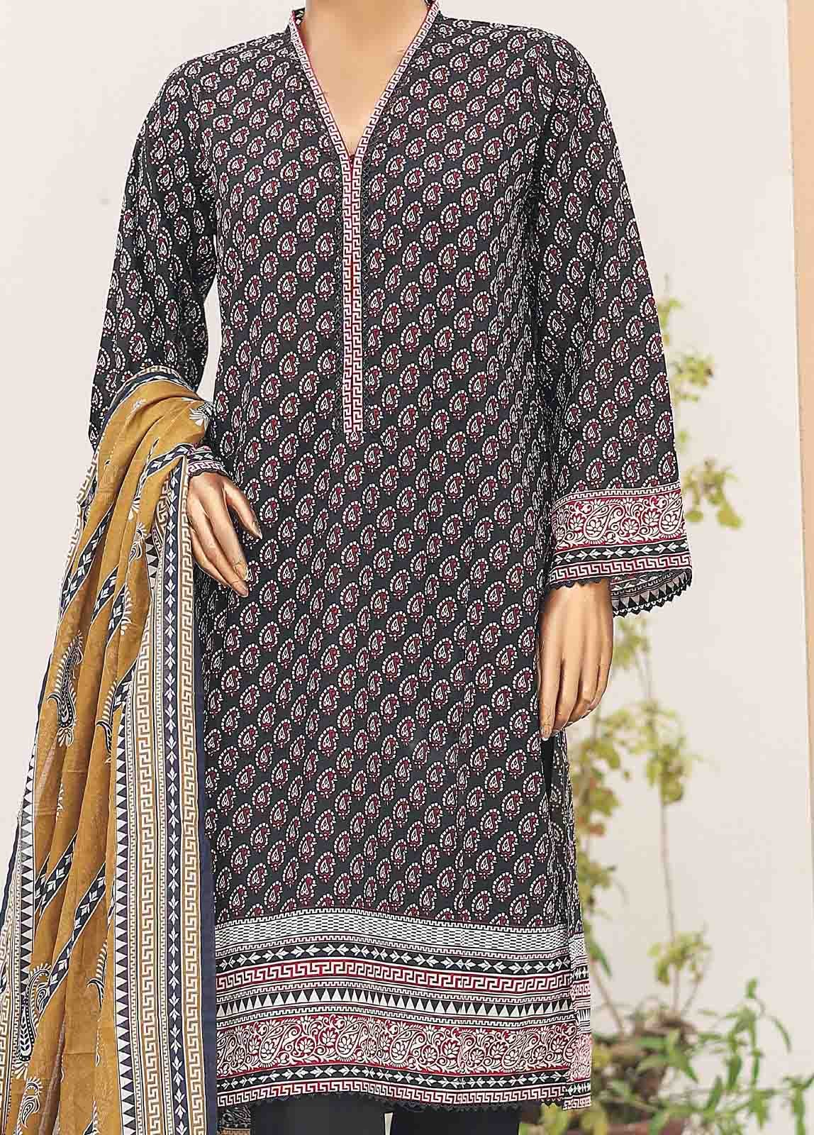 SM-PR-050- 3 Piece Printed Cotton Suit - Image 3