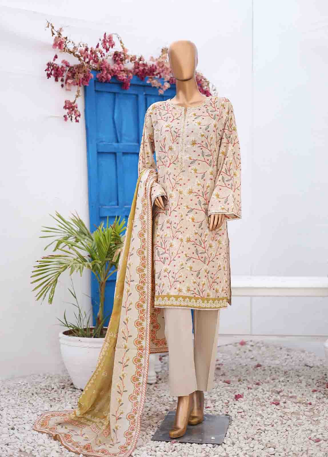 SM-PR-0569 B- 3 Piece Printed Stitched Suit
