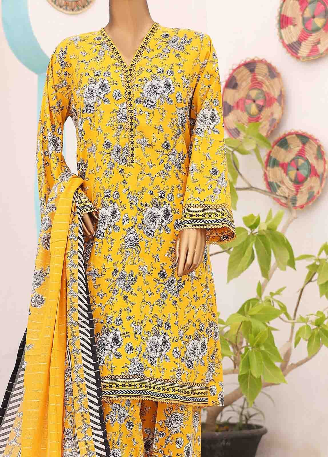 SM-PR-0625 B- 3 Piece Printed Cotton Suit - Image 3