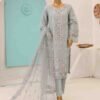 ZEF-2043- 3 Piece Embroidered Organza