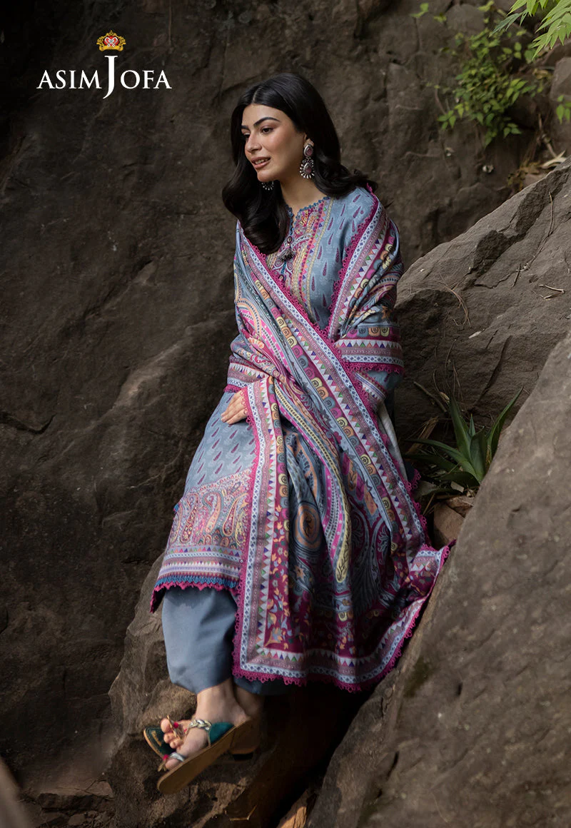 AJUWD-45 PRINTED KHADDAR 3 Pcs - Image 7