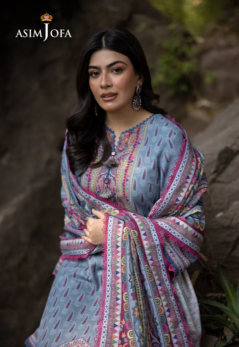 AJUWD-45 PRINTED KHADDAR 3 Pcs - Image 8