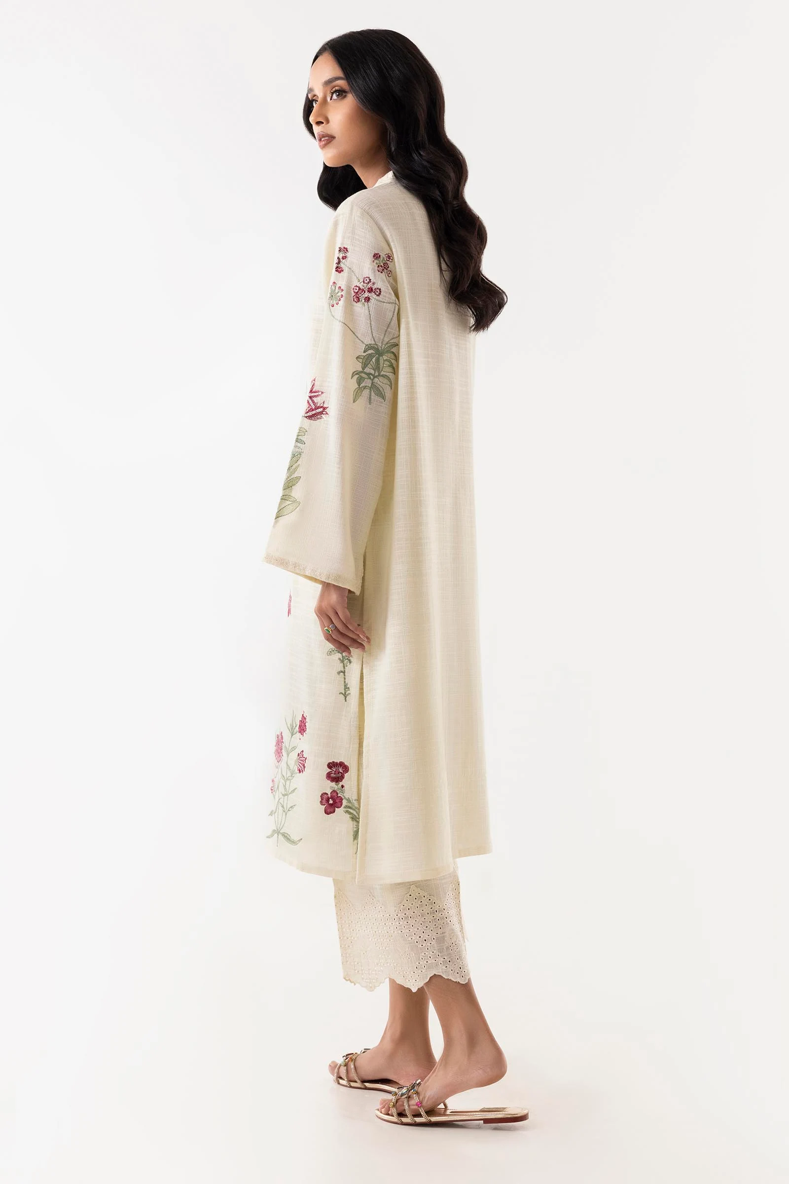 Stitched Beige Embroidered Shirt - Image 3
