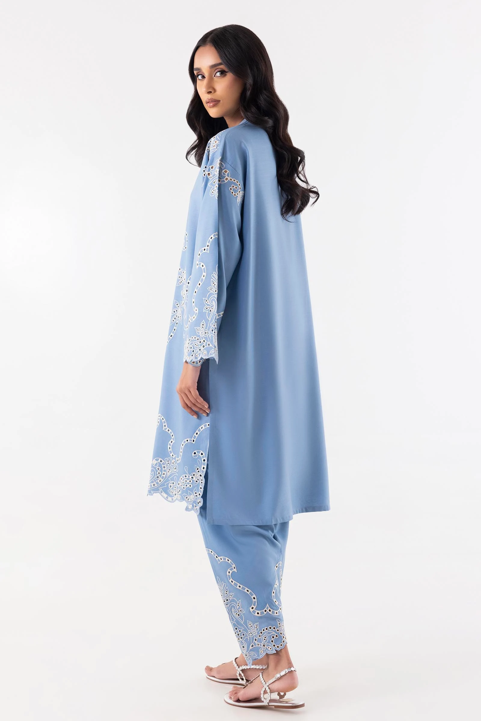 Stitched Linen Embroidered Shirt + Shalwar - Image 3