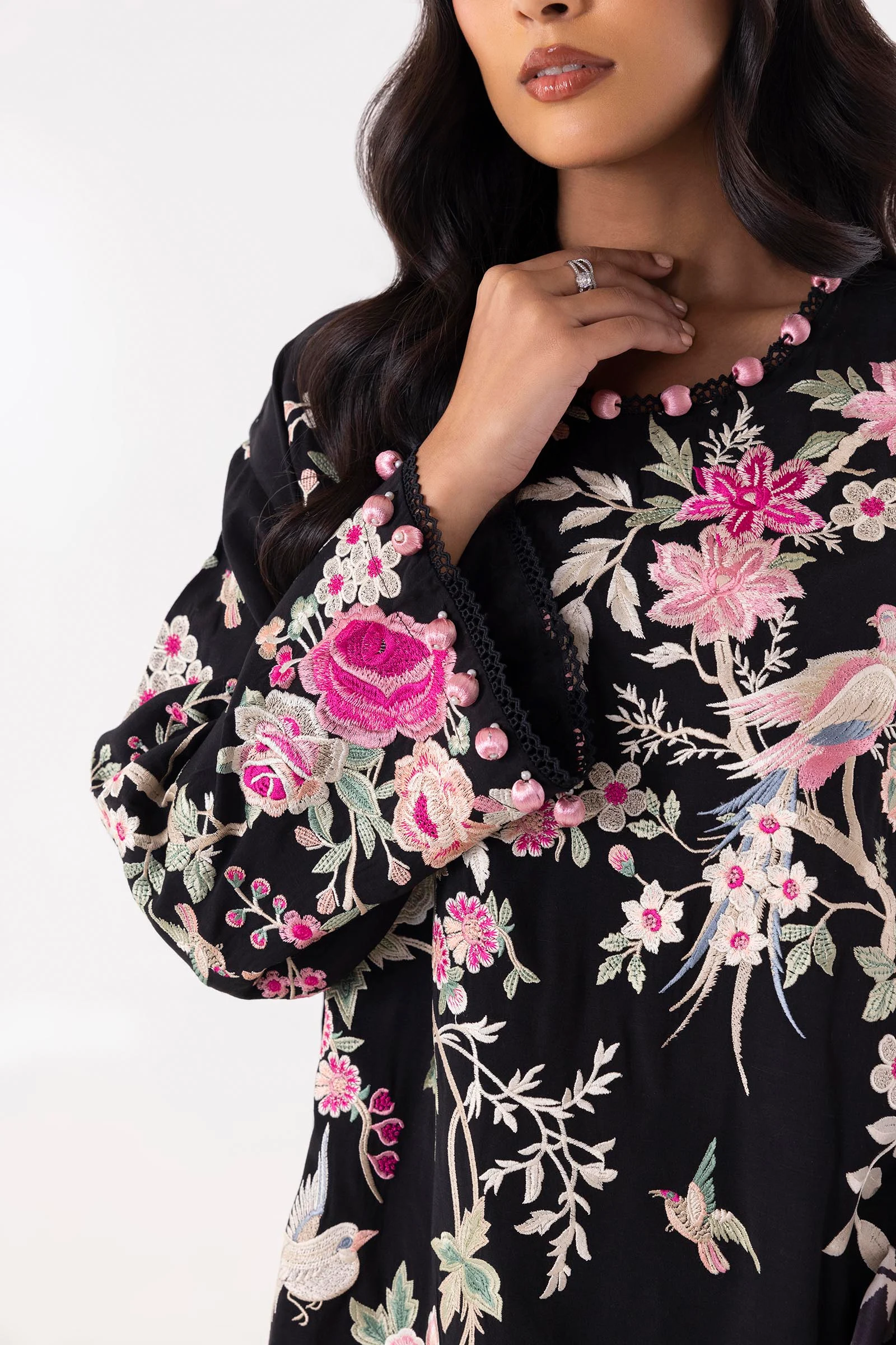 Stitched Black Embroidered Shirt - Image 2