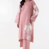 Stitched Tea Pink Embroidered Shirt + Culotte
