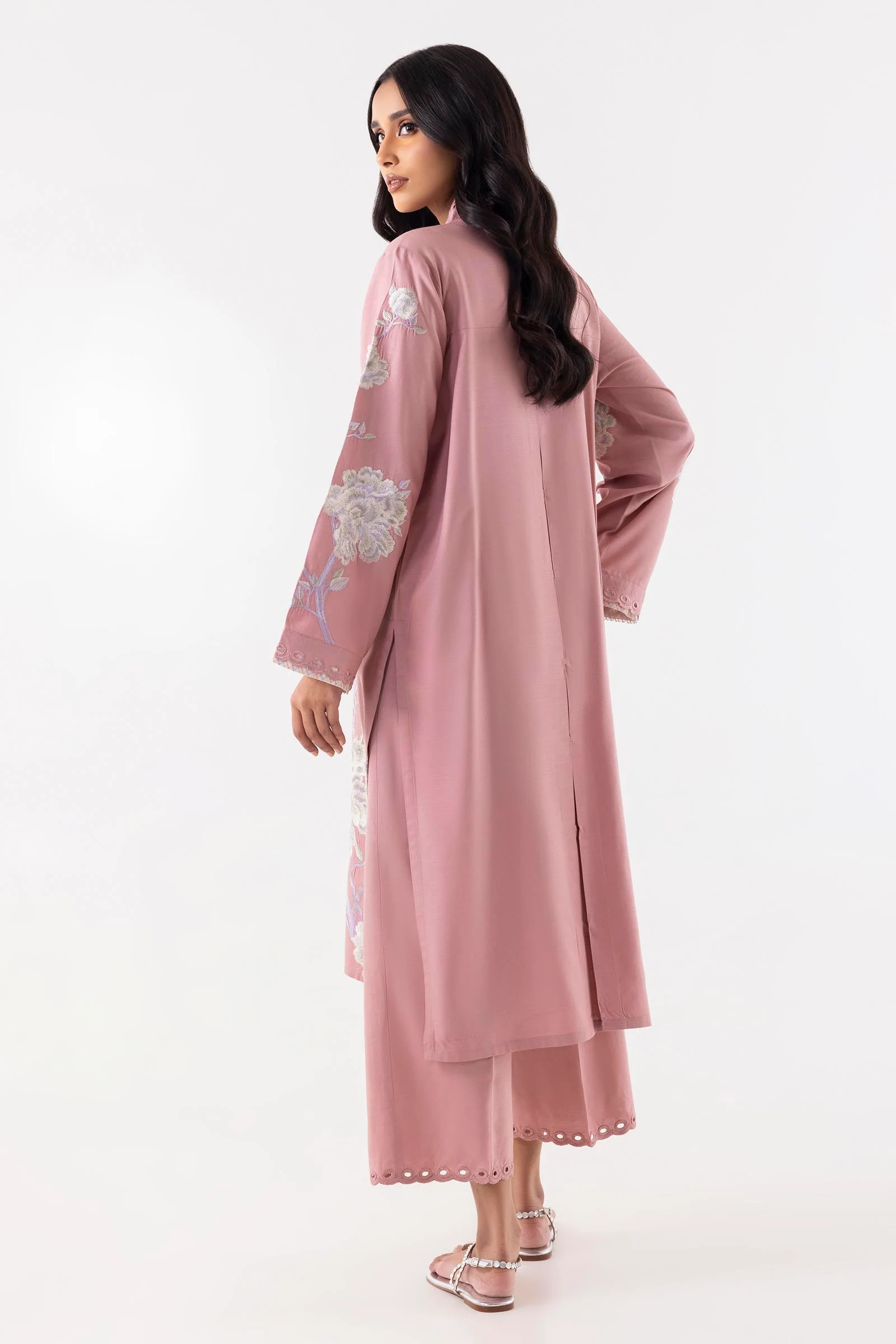 Stitched Tea Pink Embroidered Shirt + Culotte - Image 4