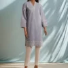 Cambric Solid Emb Stitched Shirt