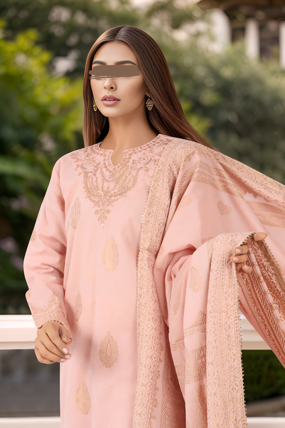 Embroidered Cotton Jacquard Stitched/Unstitched 3 Piece - Image 3