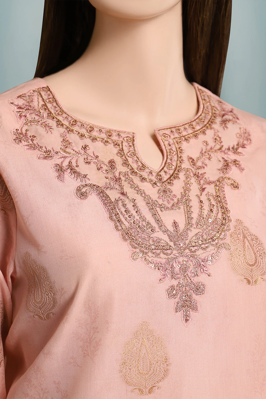 Embroidered Cotton Jacquard Stitched/Unstitched 3 Piece - Image 5