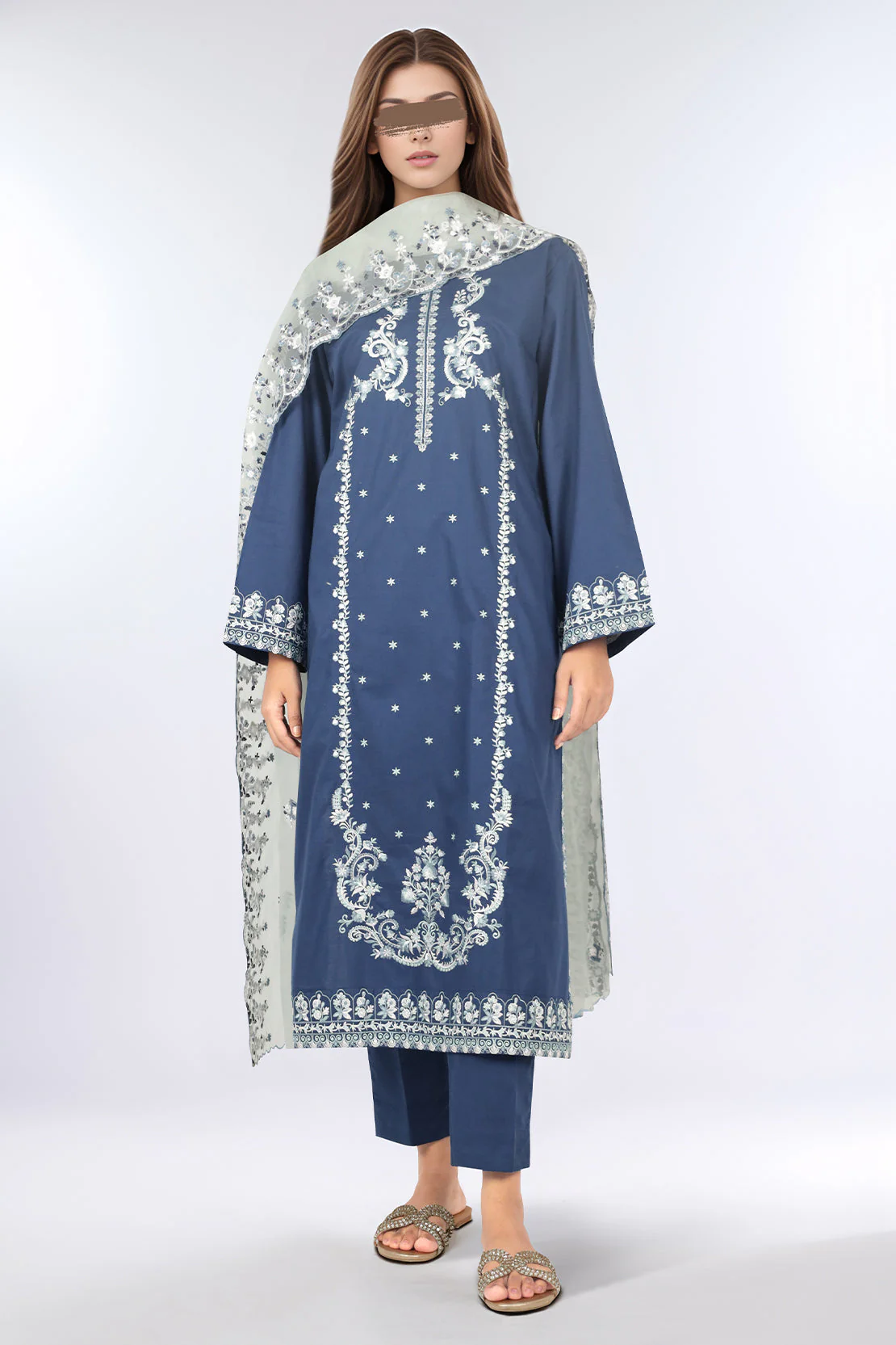 Luxury Pret Cotton Embroidered Stitched 3 Piece