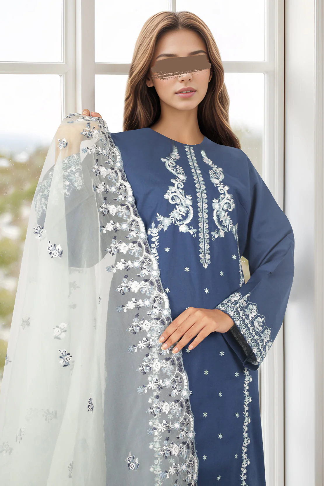 Luxury Pret Cotton Embroidered Stitched 3 Piece - Image 3