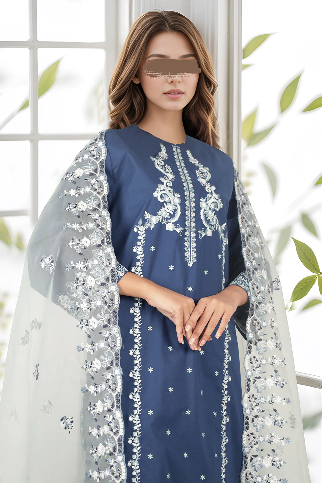 Luxury Pret Cotton Embroidered Stitched 3 Piece - Image 4
