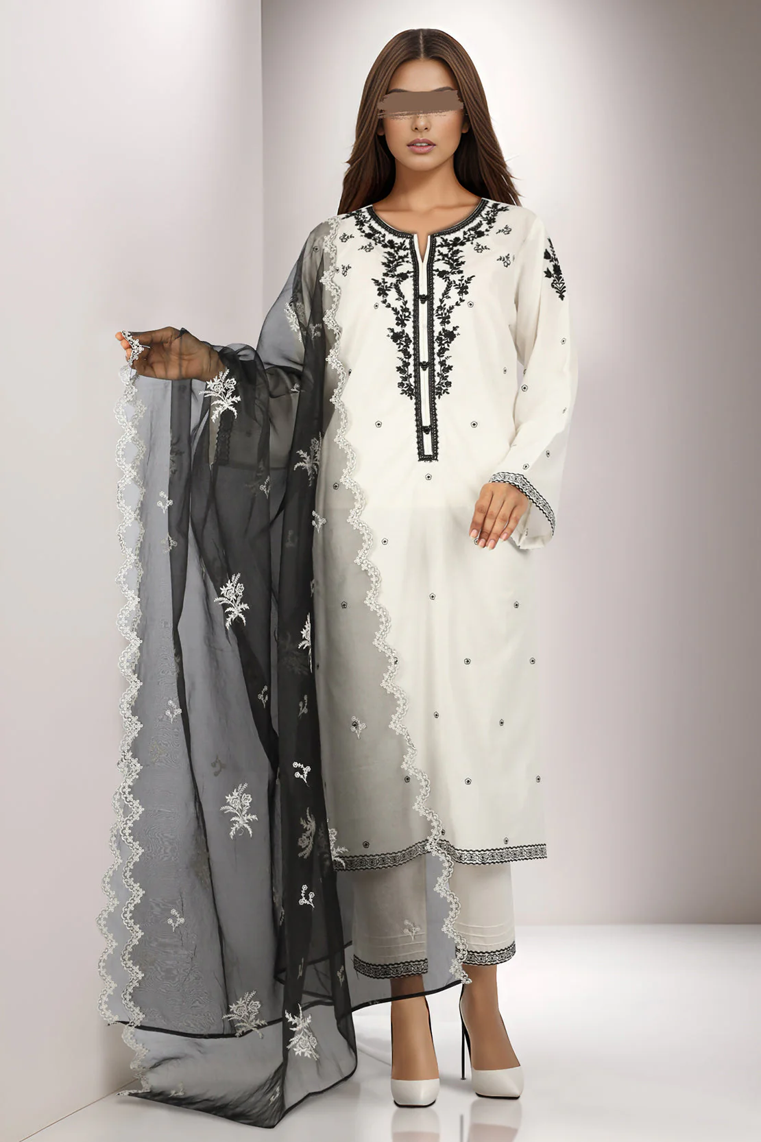 Luxury Pret Emberoidered Stitched 3 Piece