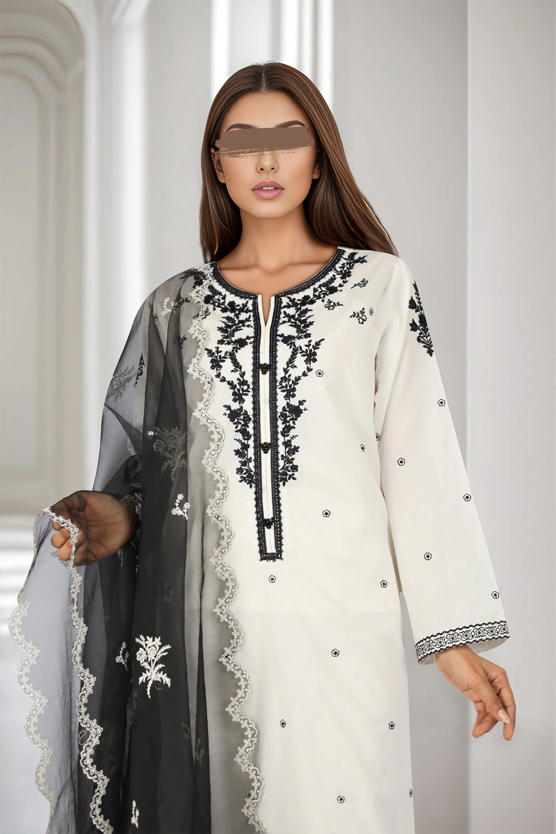 Luxury Pret Emberoidered Stitched 3 Piece - Image 2