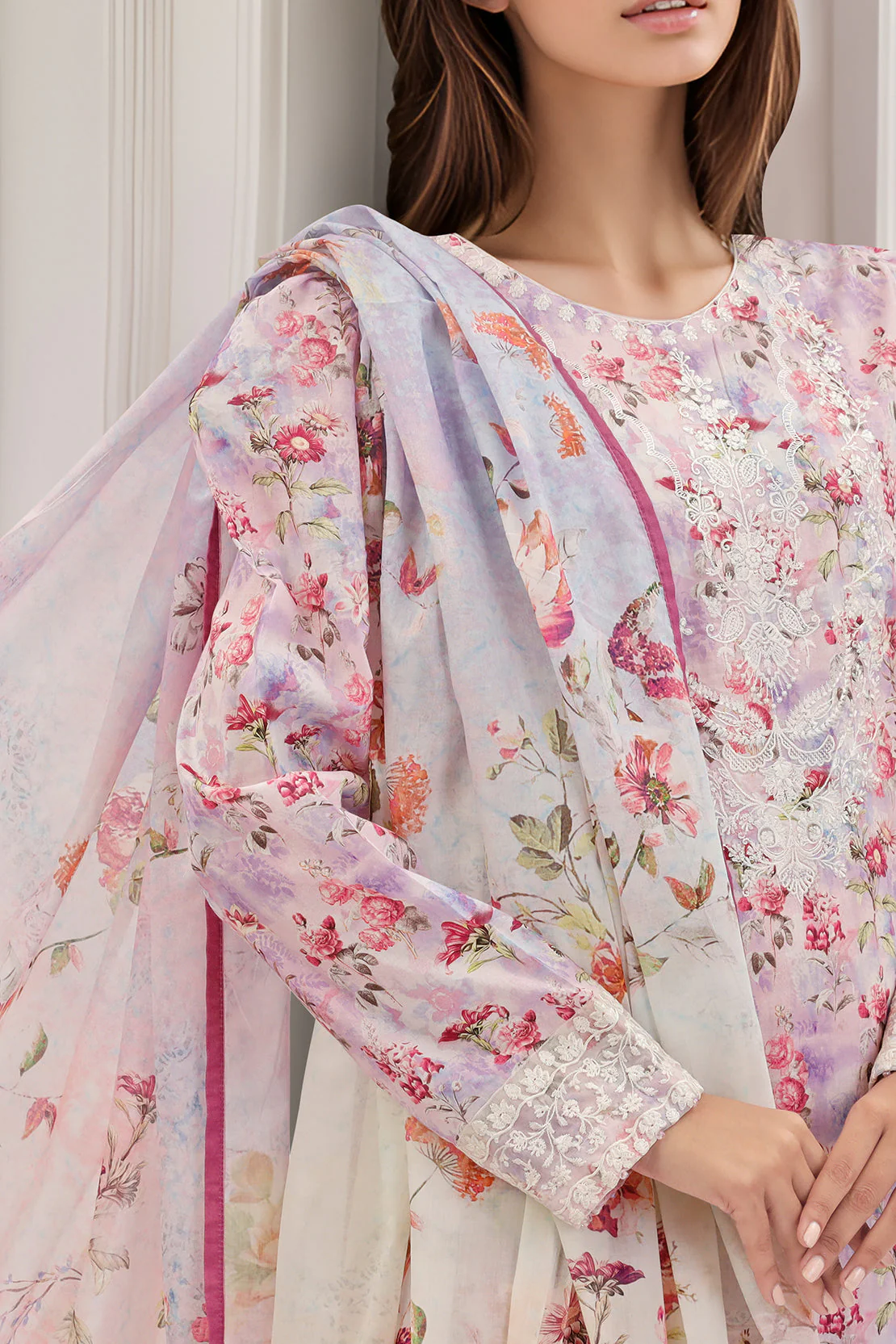 Printed Embroidered Lawn Stitched 3 Piece - Image 2