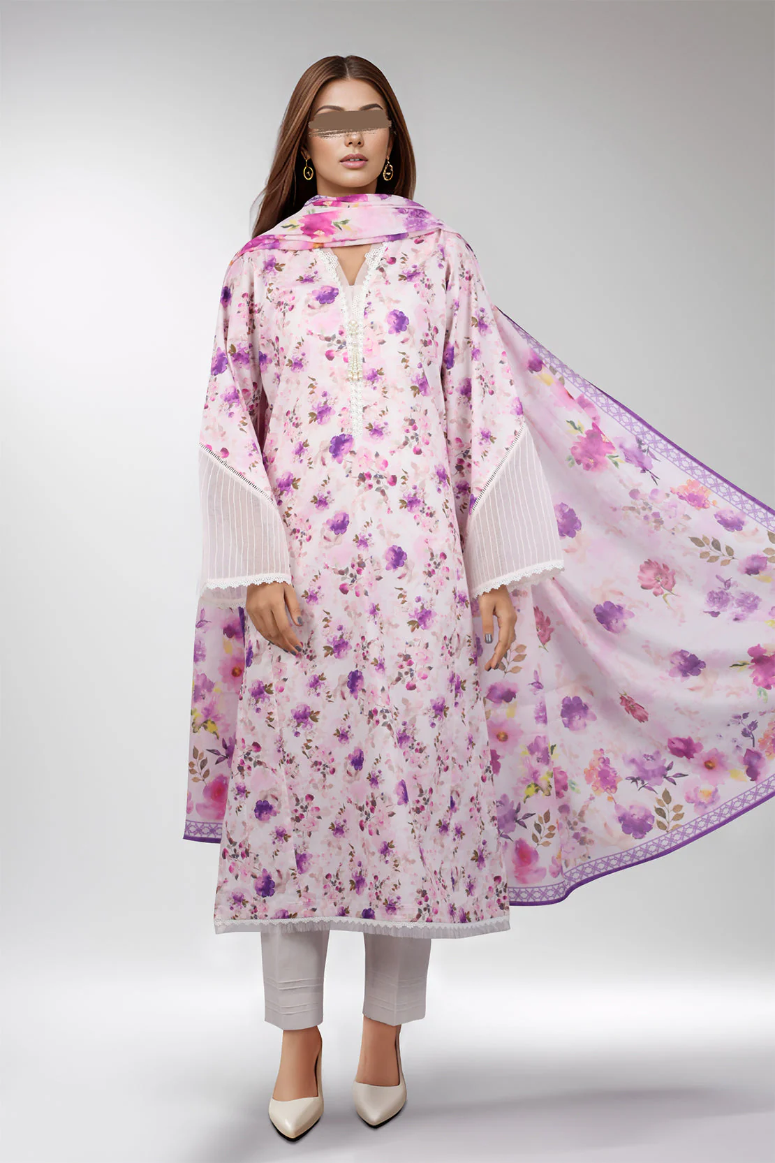 Printed Cotton Jacquard & Self Jacquard Stitched/Unstitched 3 Piece - Image 2