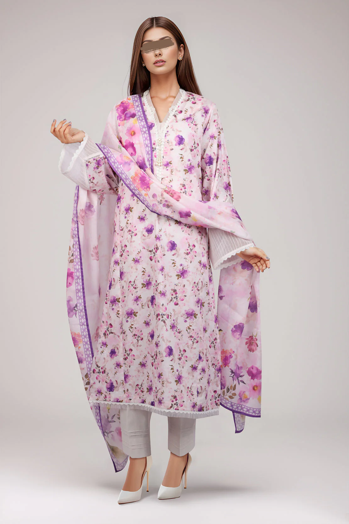 Printed Cotton Jacquard & Self Jacquard Stitched/Unstitched 3 Piece - Image 4