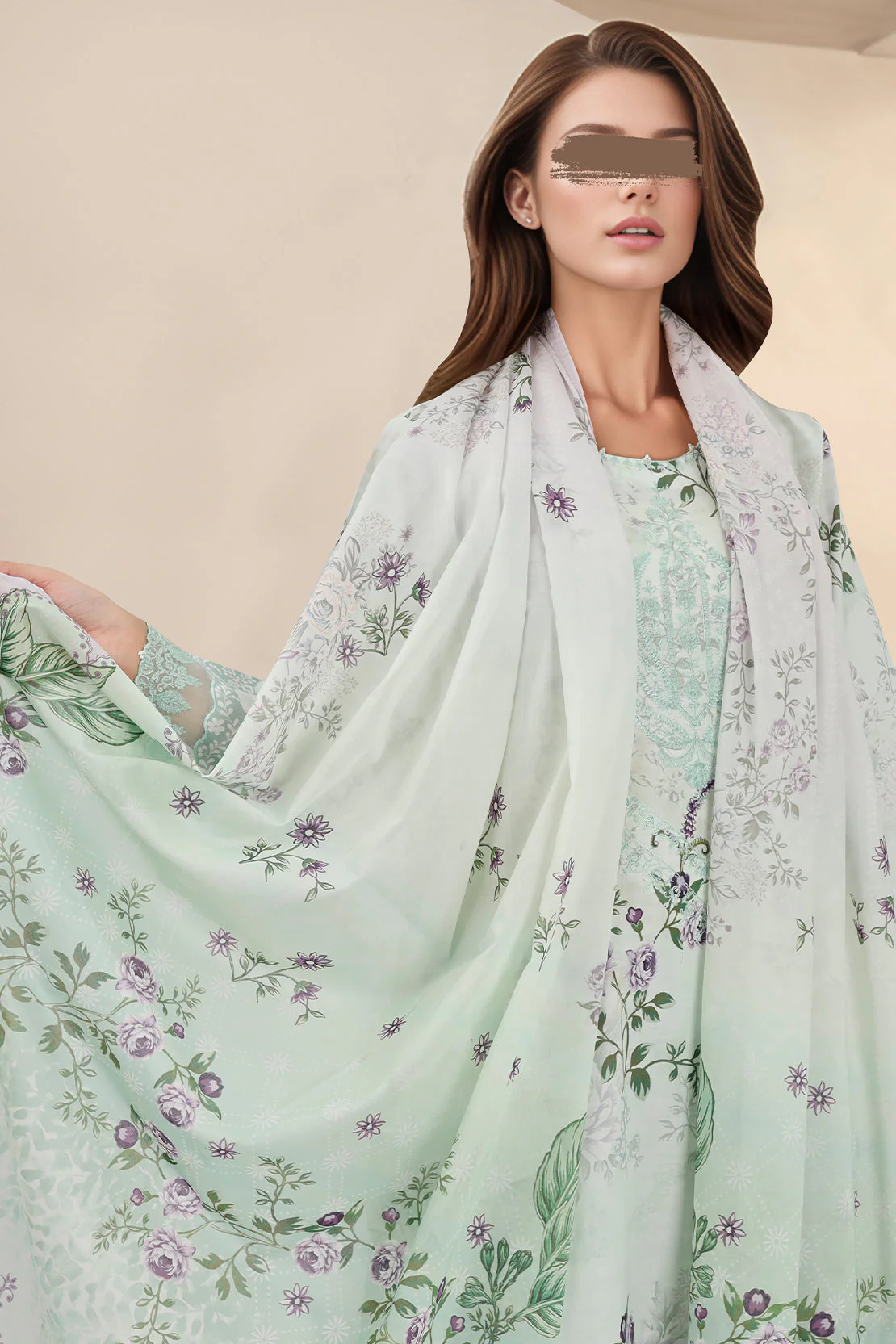 Printed Embroidered Lawn Stitched 3 Piece - Image 3
