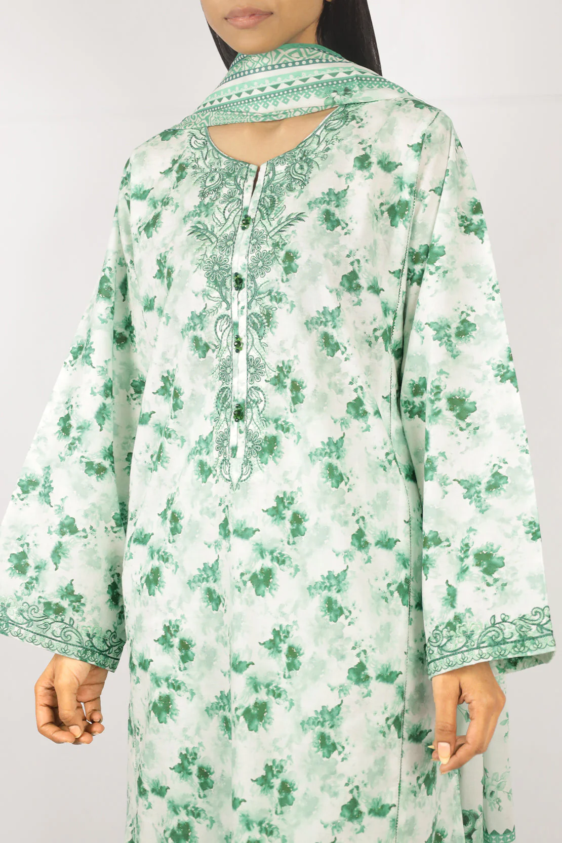 Printed Embroidered Lawn Stitched 3 Piece - Image 2