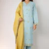 Solid Embroidered Cotton Stitched 3 Piece