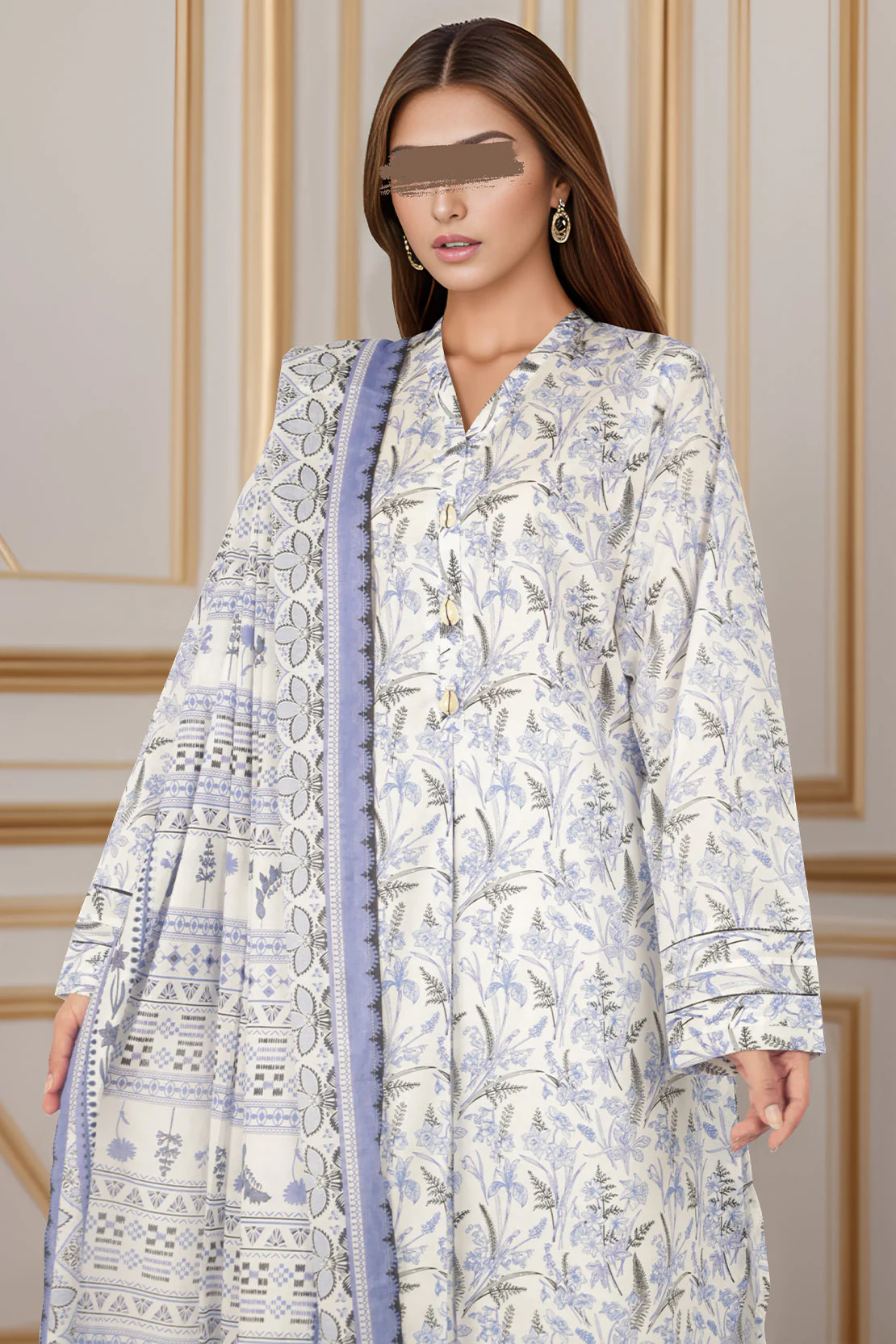 Printed Lawn Stitched Shirt - Image 2