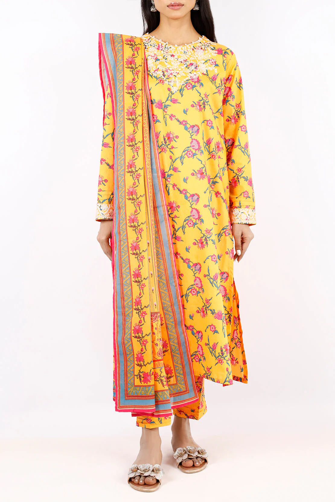 Printed Embroidered Lawn Stitched 3 Piece - Image 2