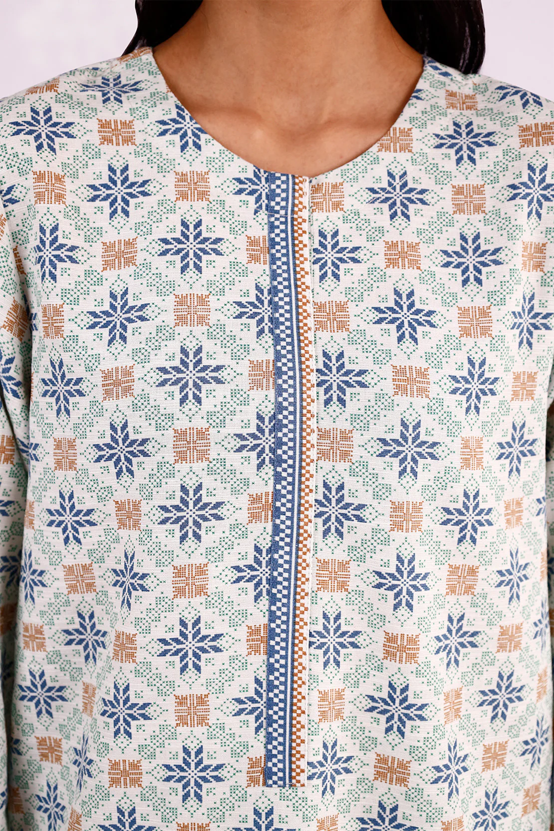 Printed Khaddar Stitched Shirt - Image 4