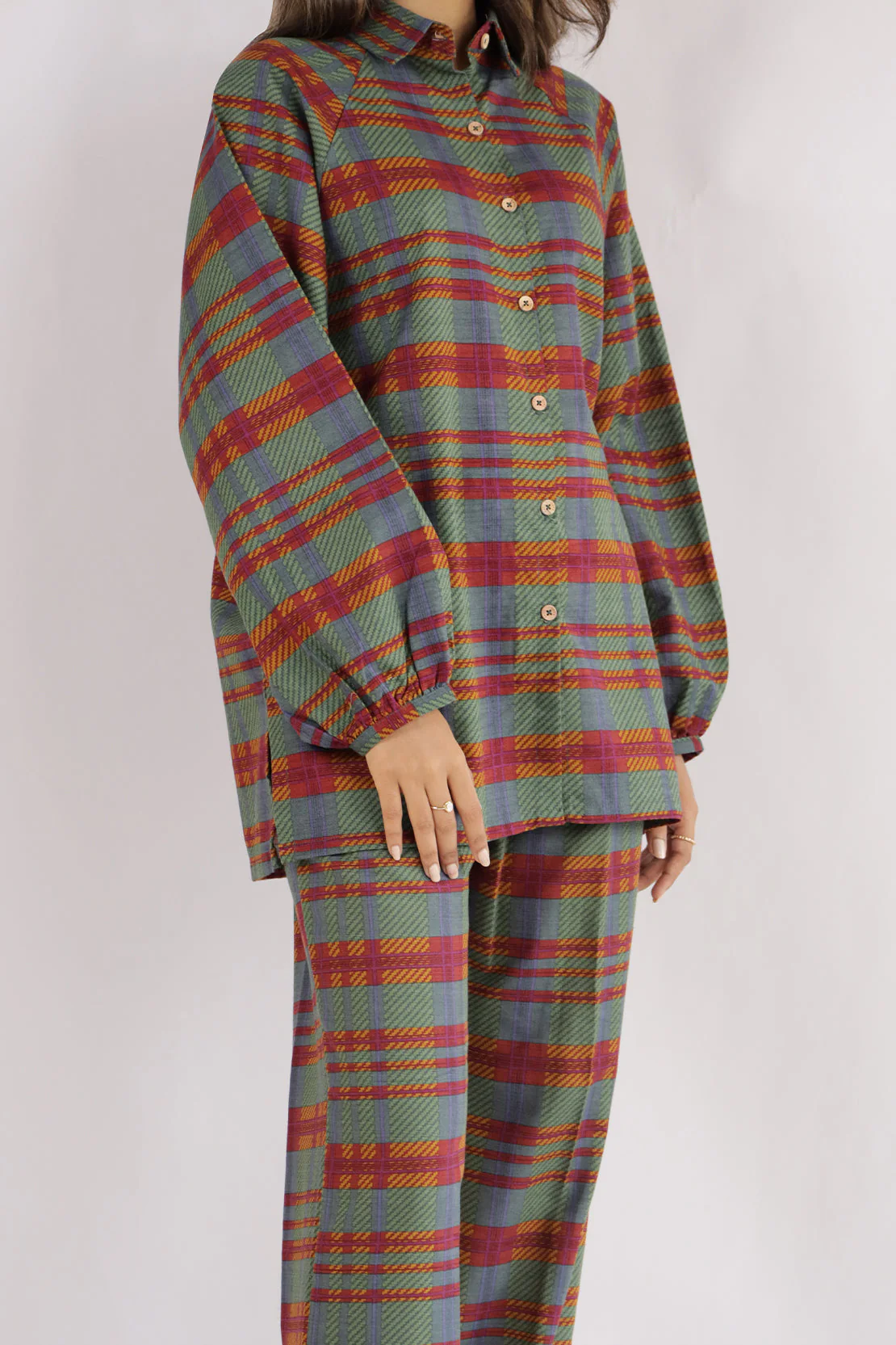 Stitched Printed Khaddar Shirt - Image 2