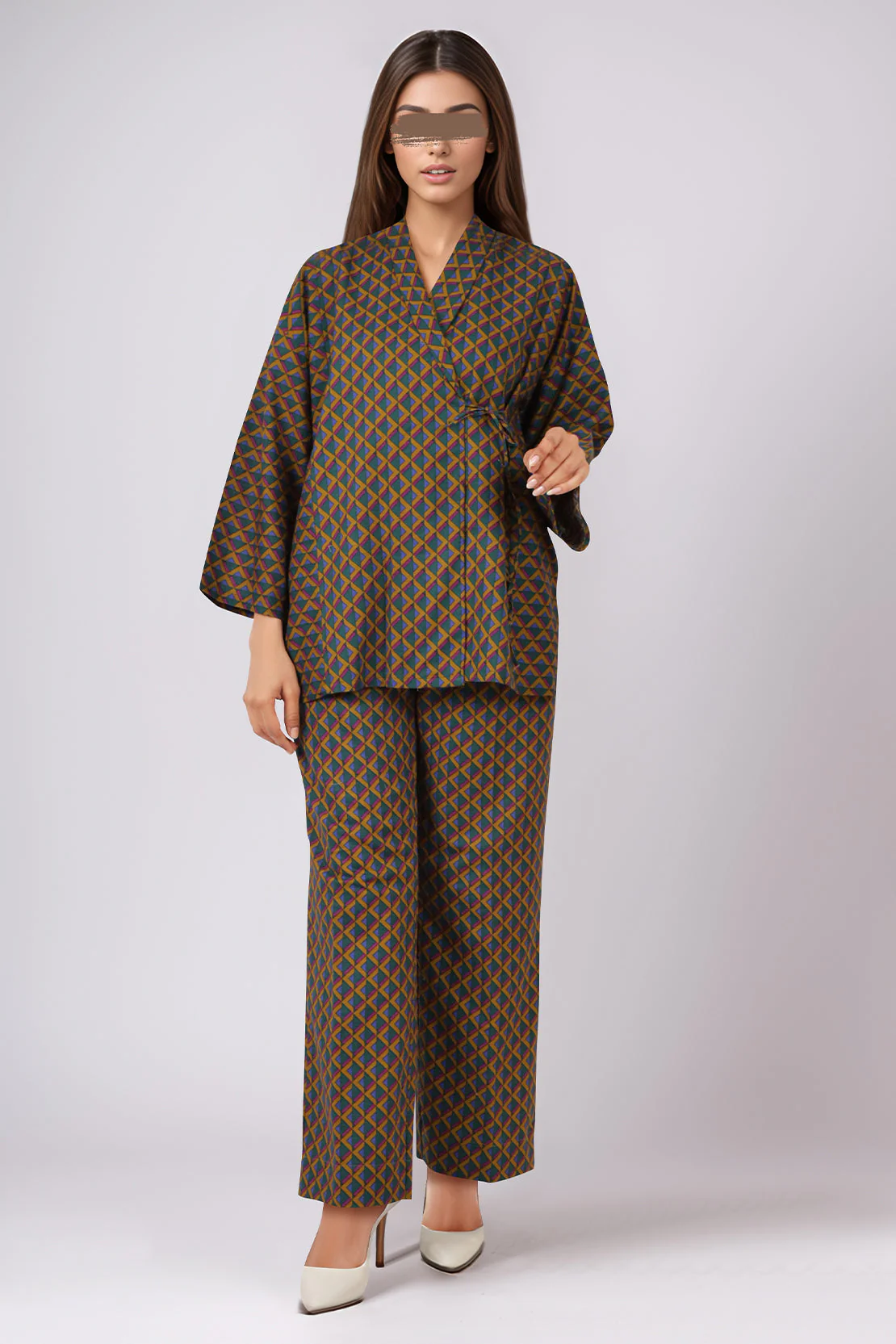 Stitched Printed Khaddar Shirt - Image 2