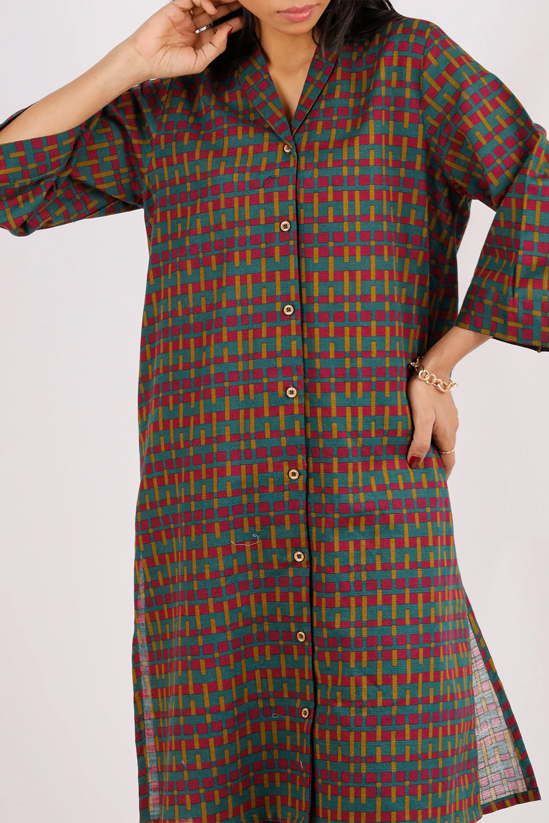 Printed Khaddar Stitched Shirt - Image 7