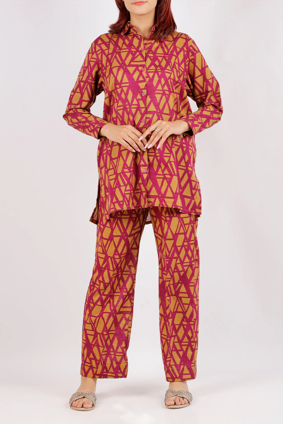 Printed Khaddar Stitched Shirt