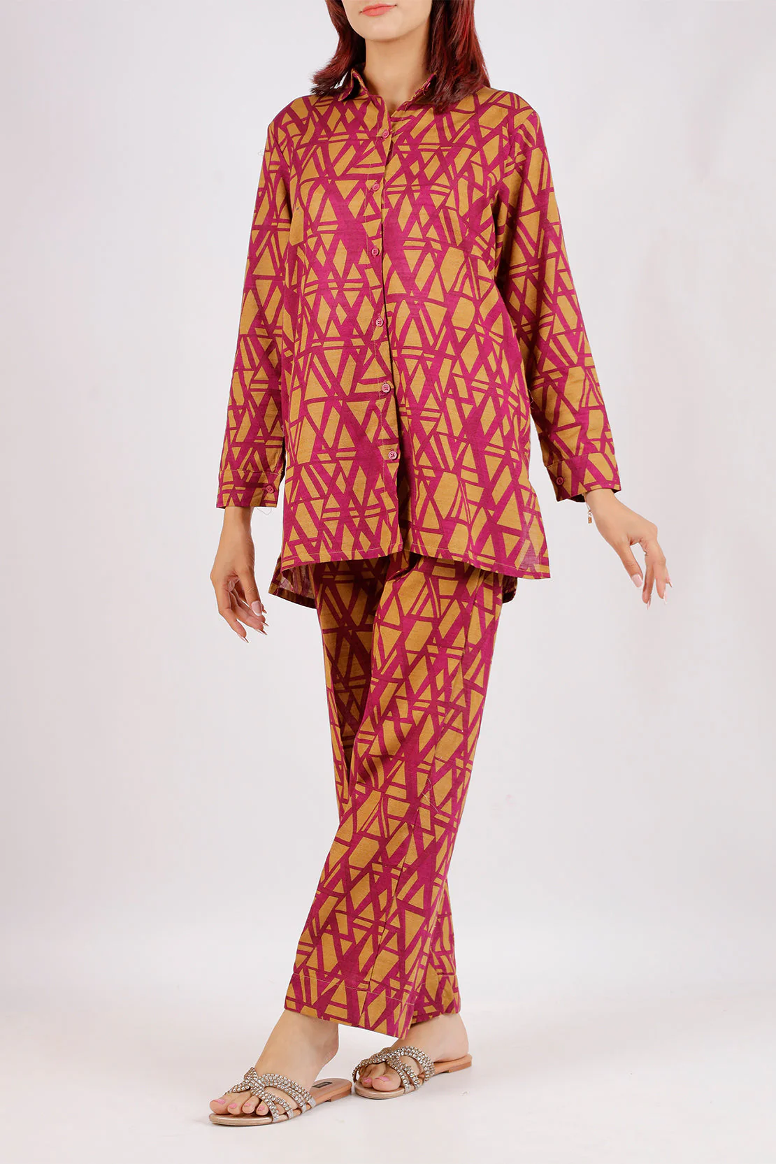 Printed Khaddar Stitched Shirt - Image 2