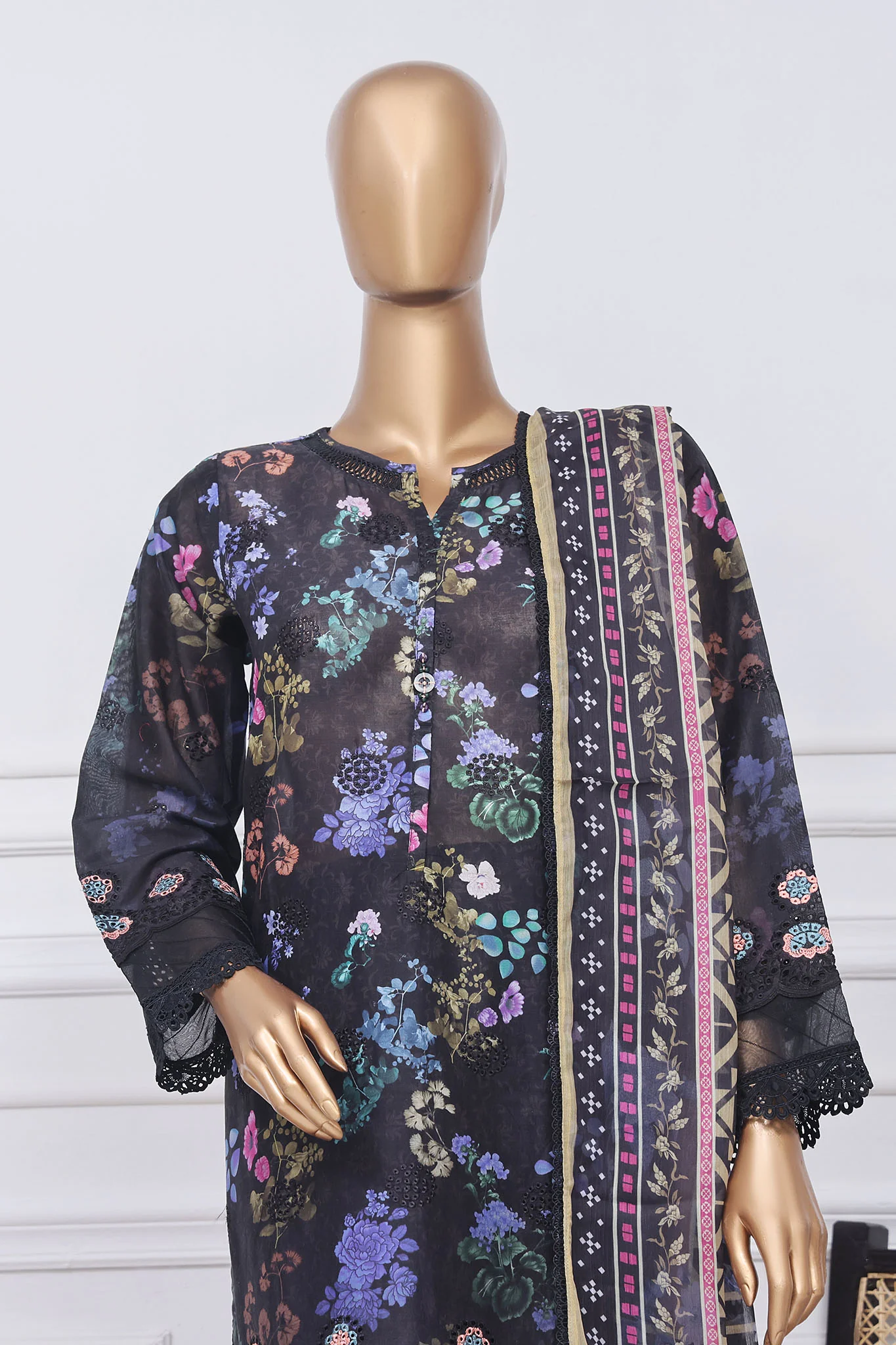 Sada Bahar Stitched 3 Piece Printed Chikankari Vol-01 Collection'2025-PCK-Black - Image 2