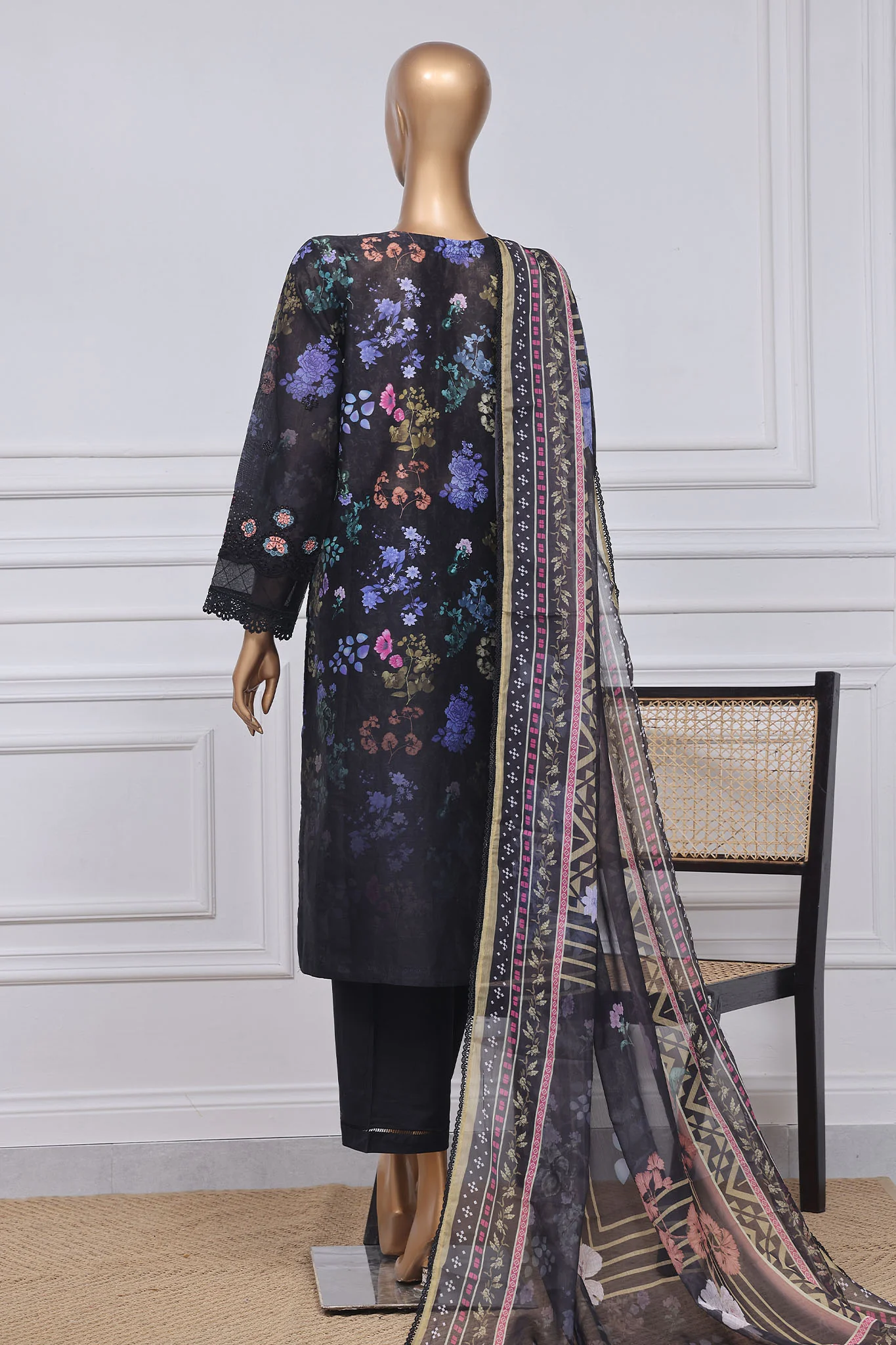 Sada Bahar Stitched 3 Piece Printed Chikankari Vol-01 Collection'2025-PCK-Black - Image 3