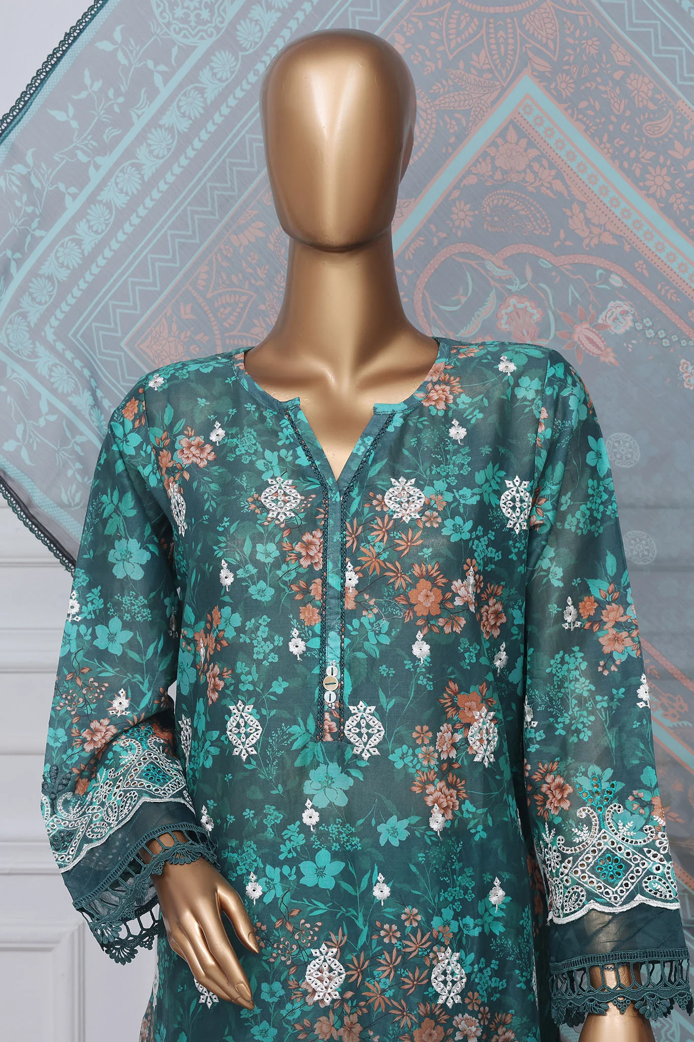 Sada Bahar Stitched 3 Piece Printed Chikankari Vol-01 Collection'2025-PCK-Dark Green - Image 3