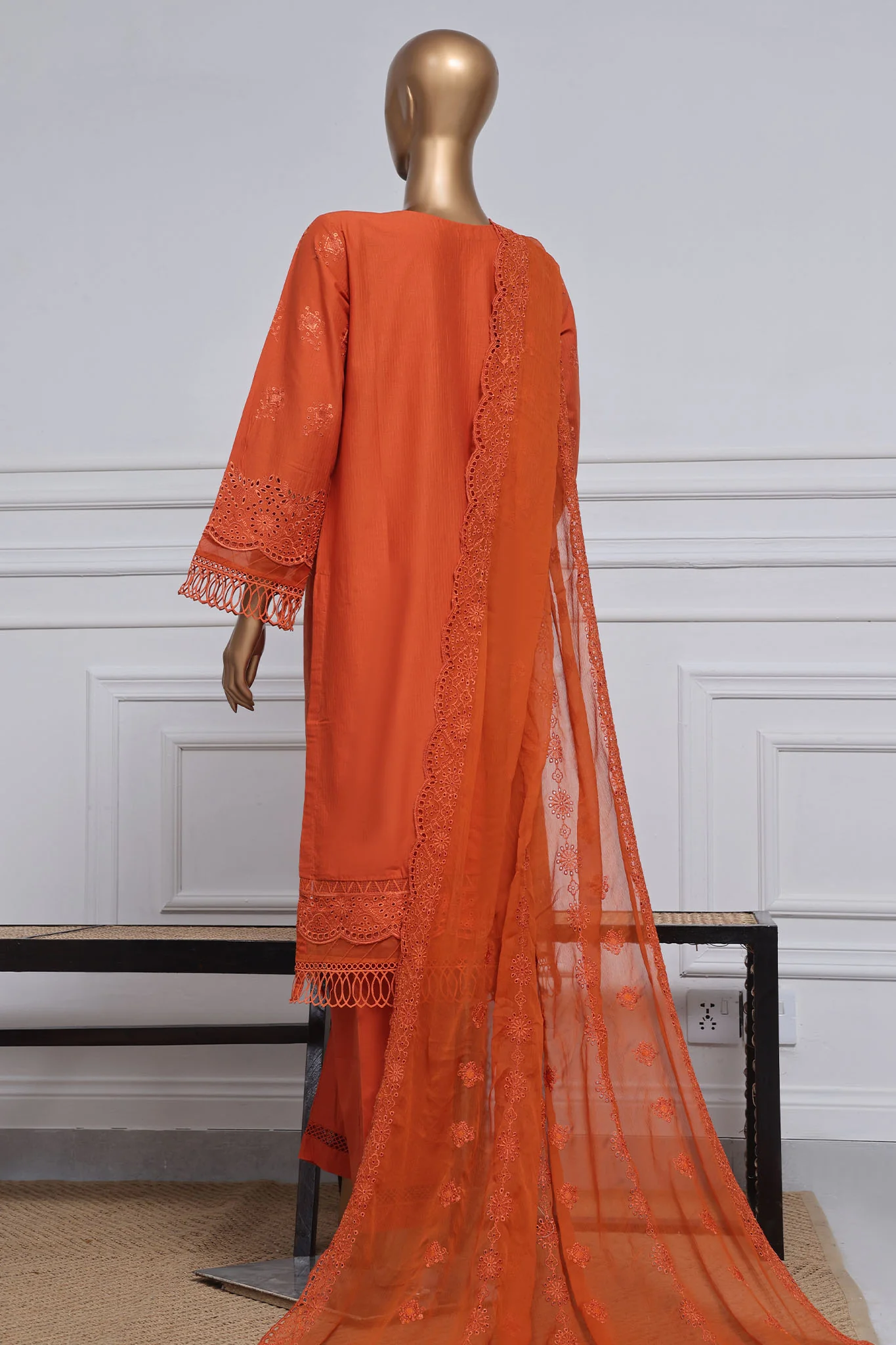 Sada Bahar Stitched 3 Piece Two Tone Chikankari Vol-01 Collection'2025-TCK-Rust - Image 3