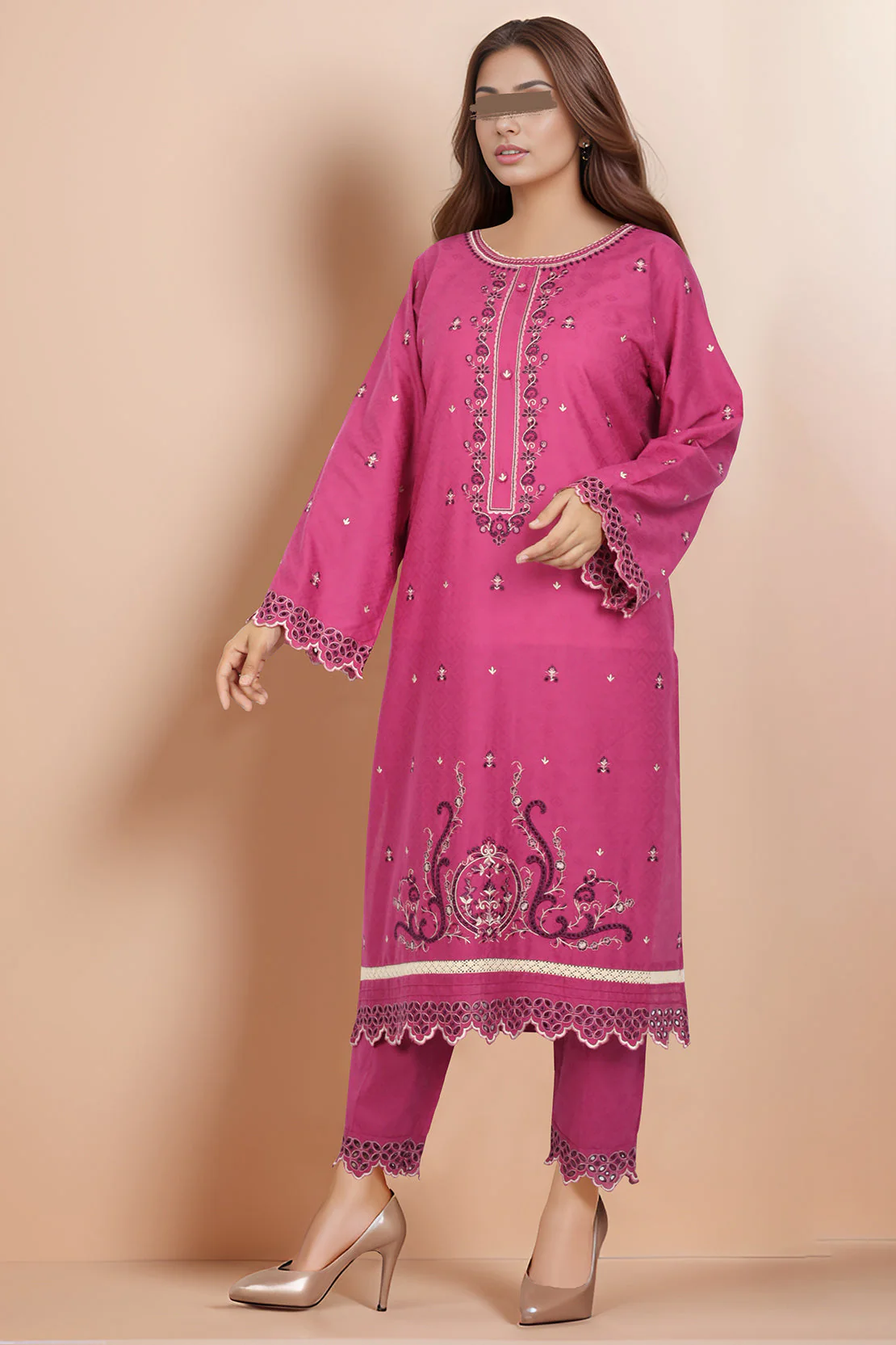 Cotton Jacquard Embroidered Stitched 2 Piece (Shirt/Trouser)