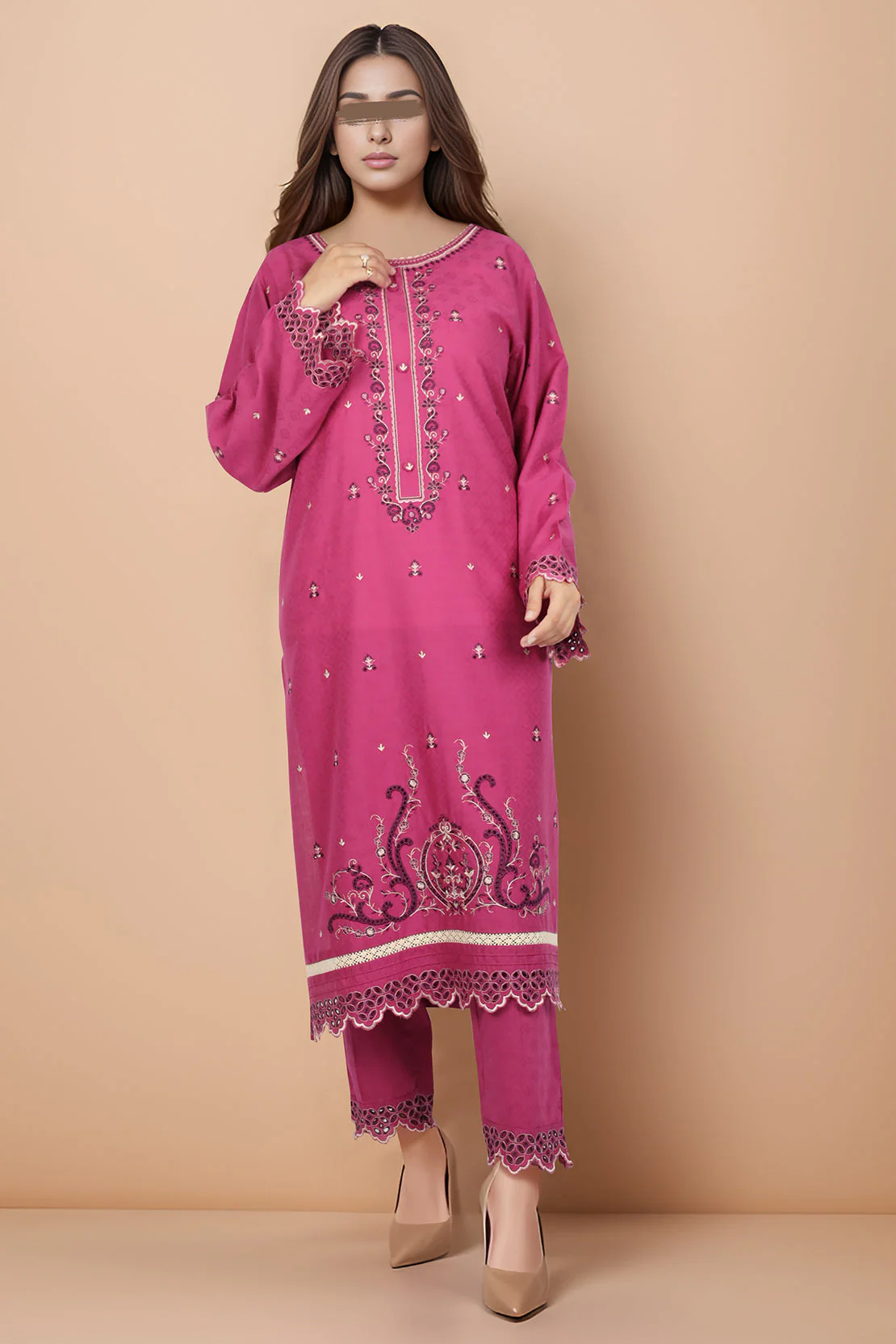 Cotton Jacquard Embroidered Stitched 2 Piece (Shirt/Trouser) - Image 2