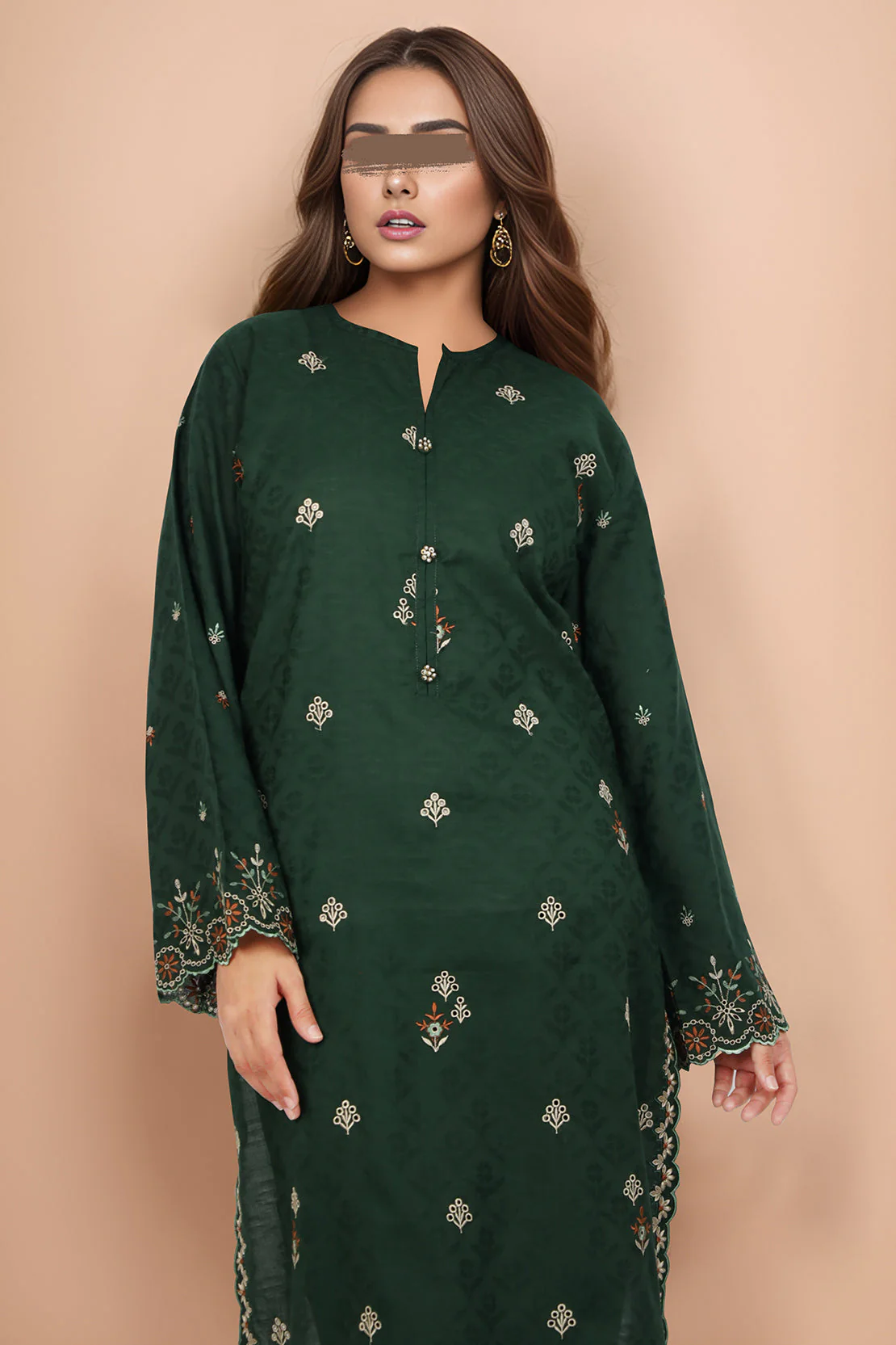 Cotton Jacquard Embroidered Stitched 2 Piece (Shirt/Trouser) - Image 2